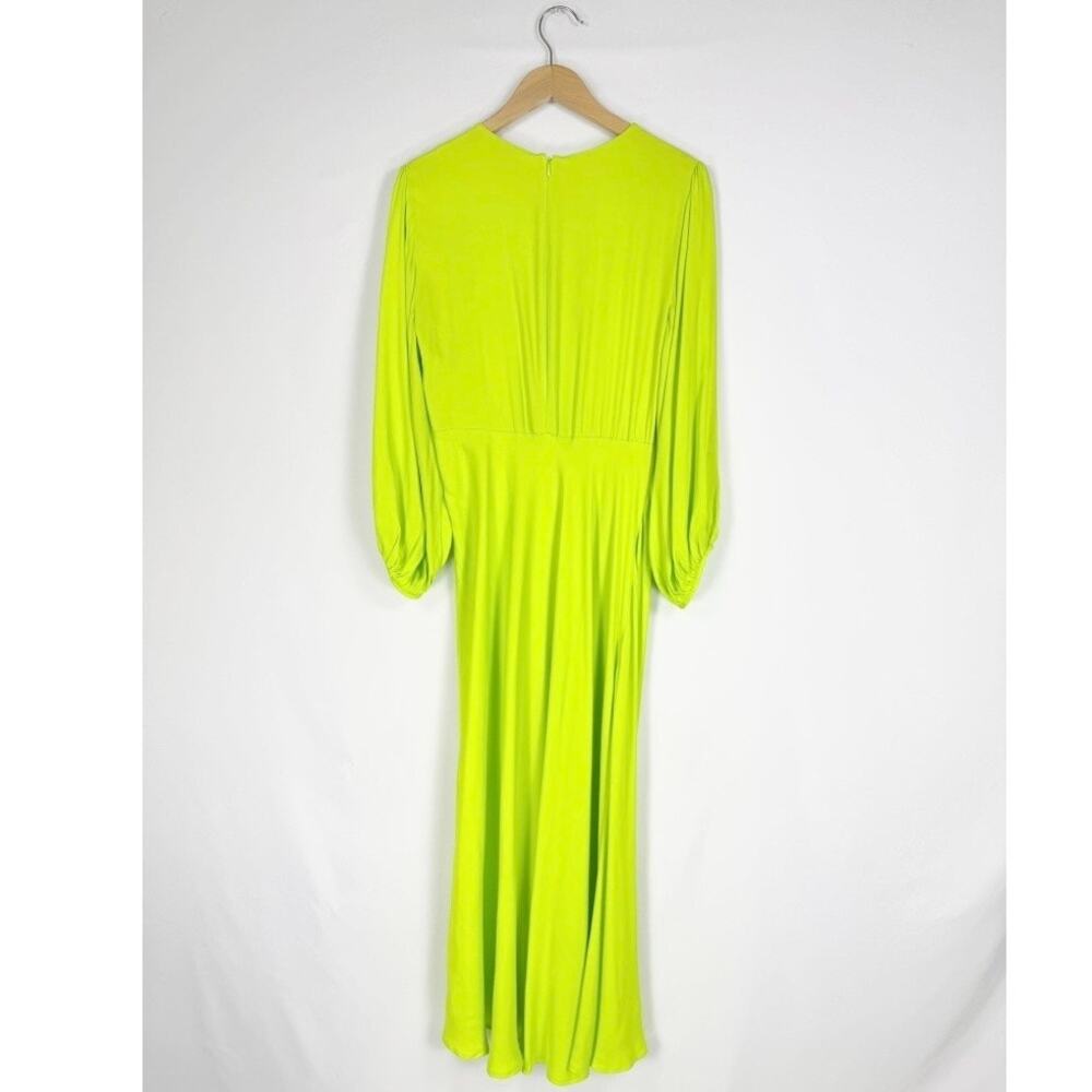 Farm Rio Womens Satin Circle Cut Out Viscose Midi Dress Size Large Lime - Picture 9 of 16